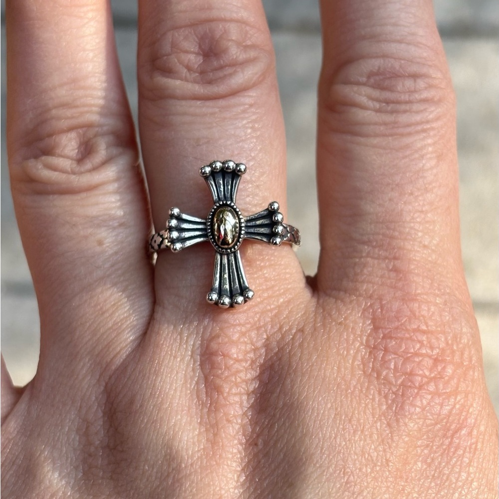 James Avery Silver and Bronze Cross Ring